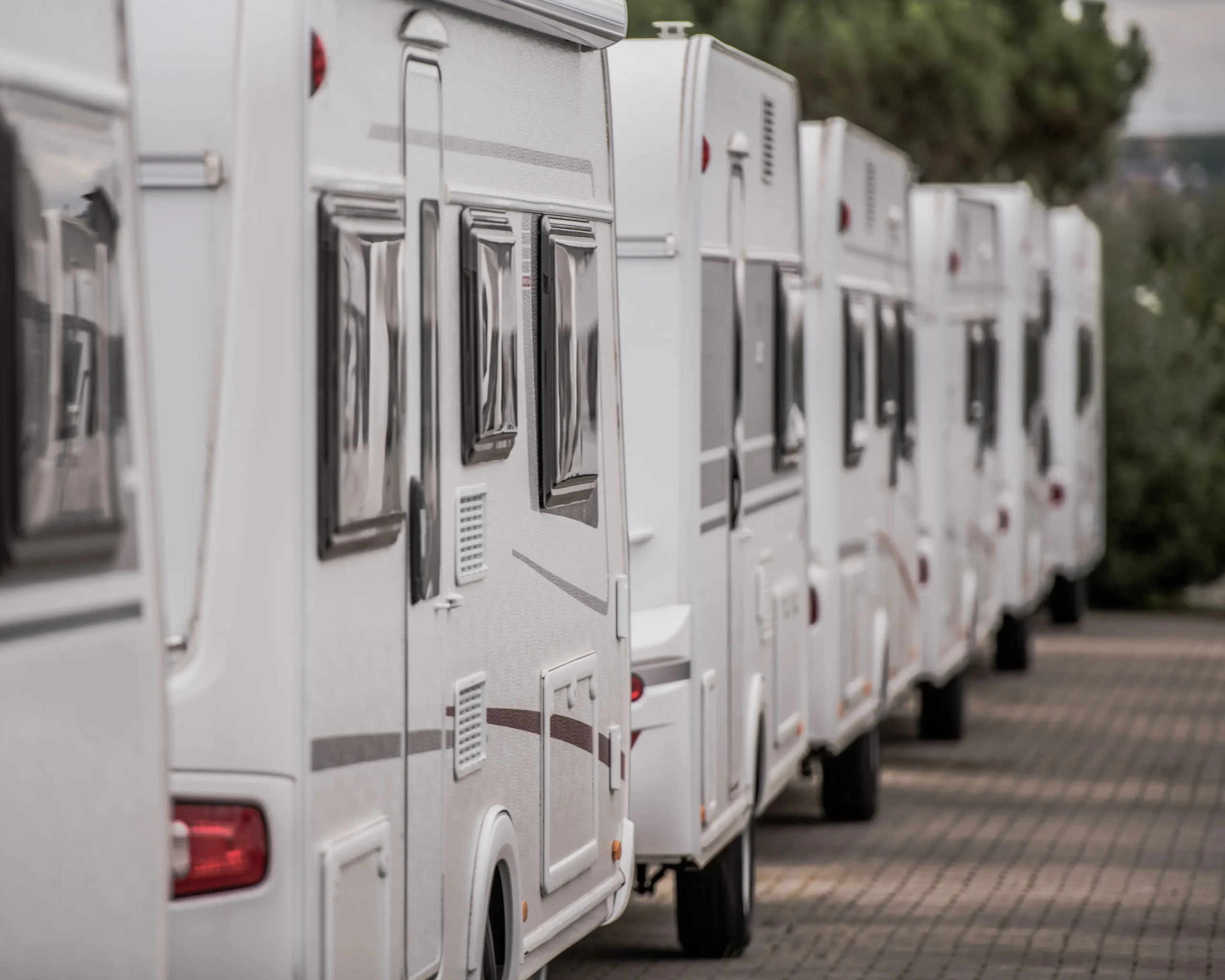 Caravans standing in a row