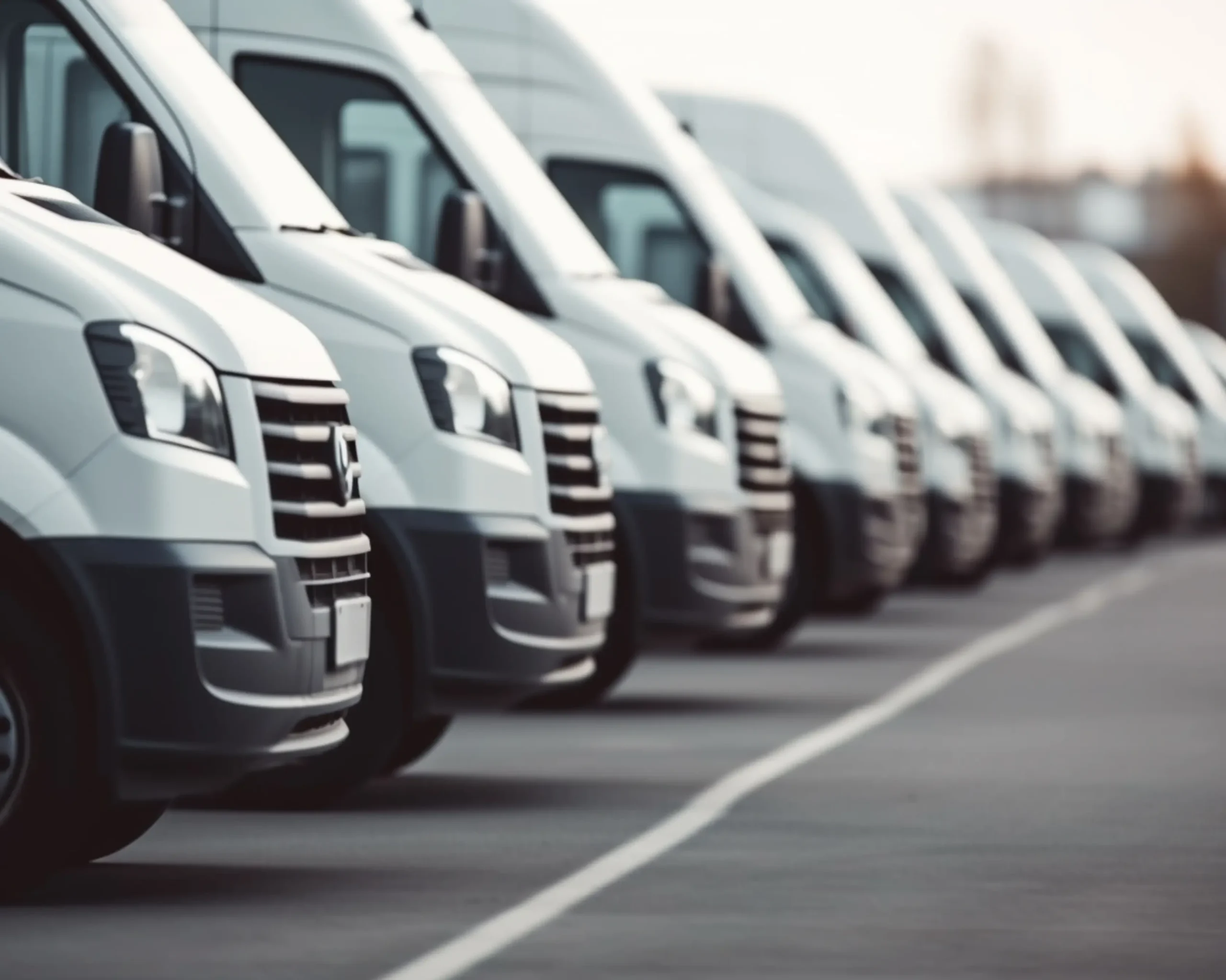 A row of white vans