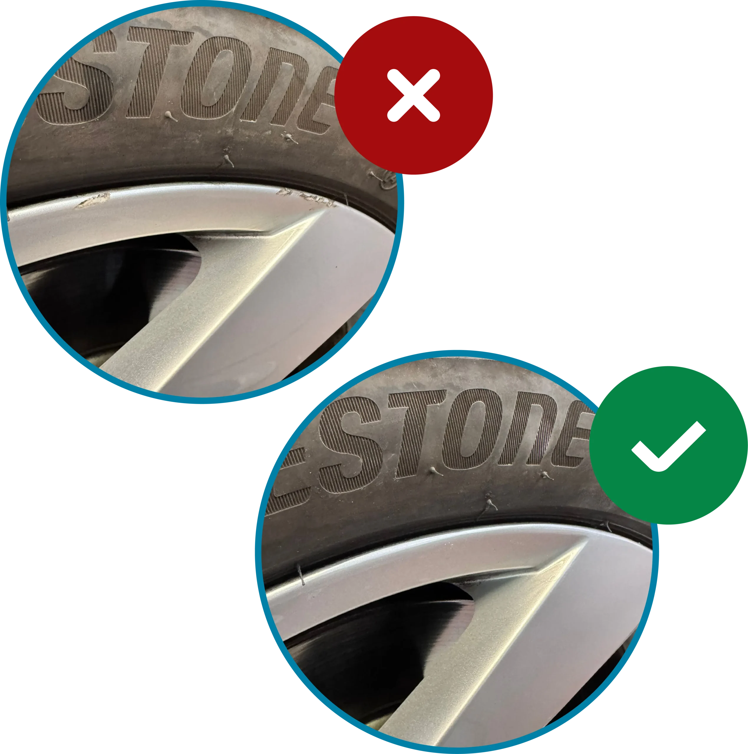 Before and after painted alloy wheels