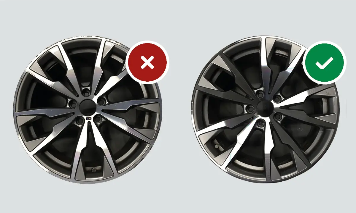 Før og efter Diamond Cut fælge