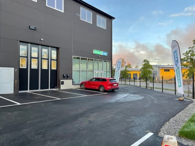 Outside a Repair2care center in Järfälla, Stockholm